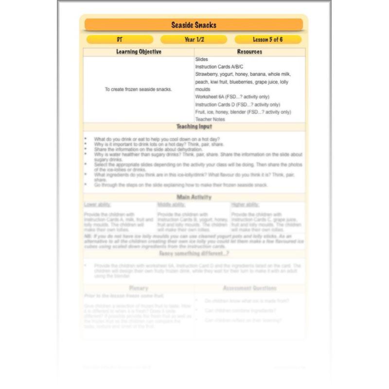 PlanBee Seaside Snacks: Primary DT Cookery Lessons for KS1 from PlanBee