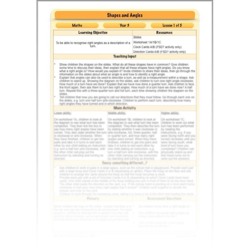 PlanBee Shapes and Angles Year 3 Maths Lessons by PlanBee