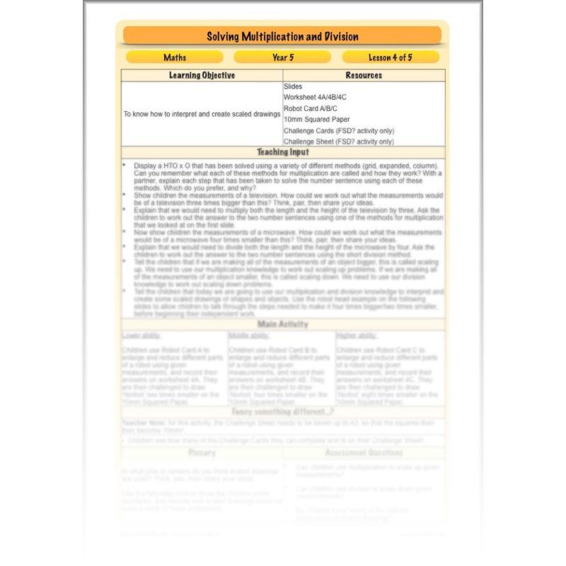 PlanBee Solving Multiplication & Division - KS2 - Year 5 Maths Planning
