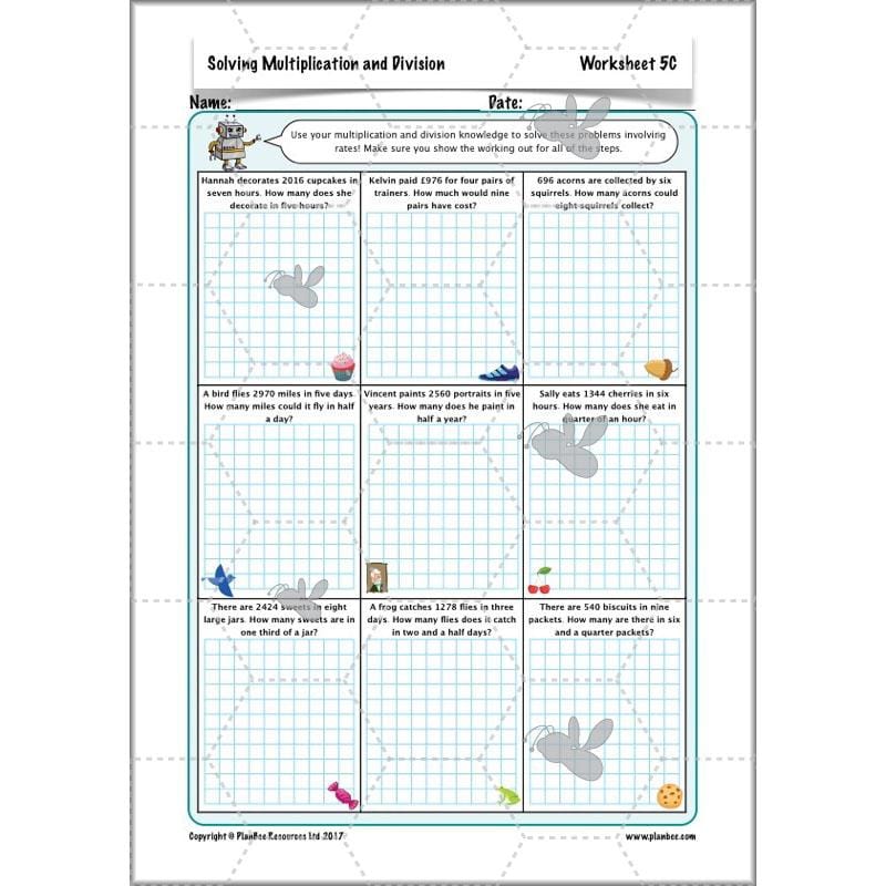 PlanBee Solving Multiplication & Division - KS2 - Year 5 Maths Planning