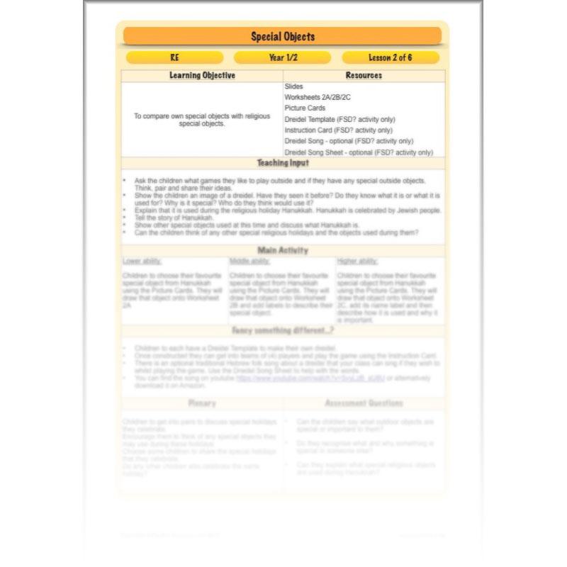 PlanBee Special Objects: World Religions - KS1 Year 1 RE Lesson Planning