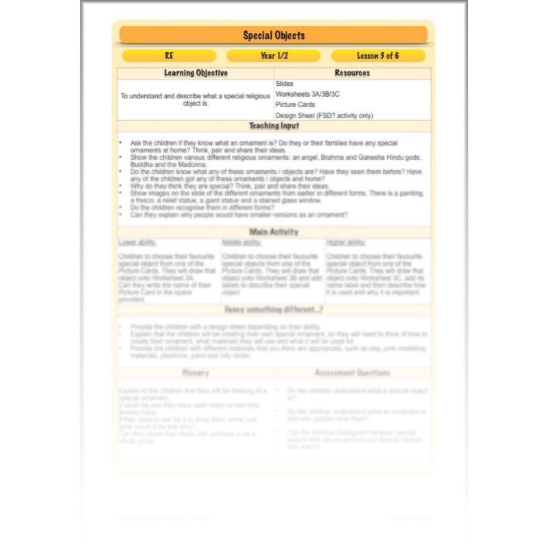 PlanBee Special Objects: World Religions - KS1 Year 1 RE Lesson Planning