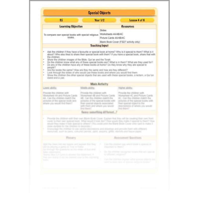 PlanBee Special Objects: World Religions - KS1 Year 1 RE Lesson Planning