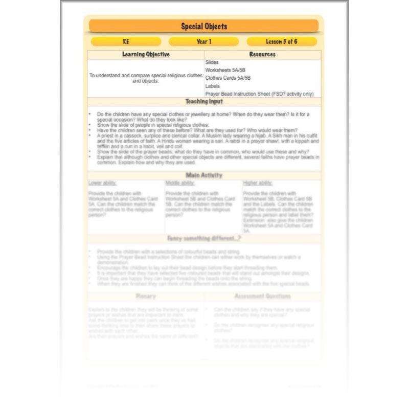 PlanBee Special Objects: World Religions - KS1 Year 1 RE Lesson Planning