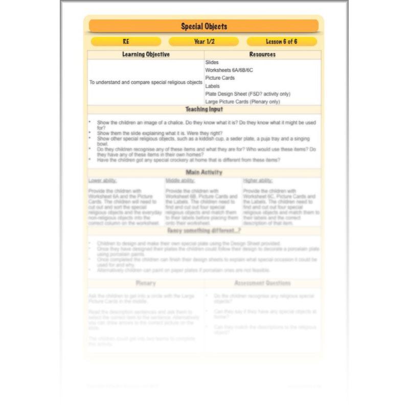 PlanBee Special Objects: World Religions - KS1 Year 1 RE Lesson Planning