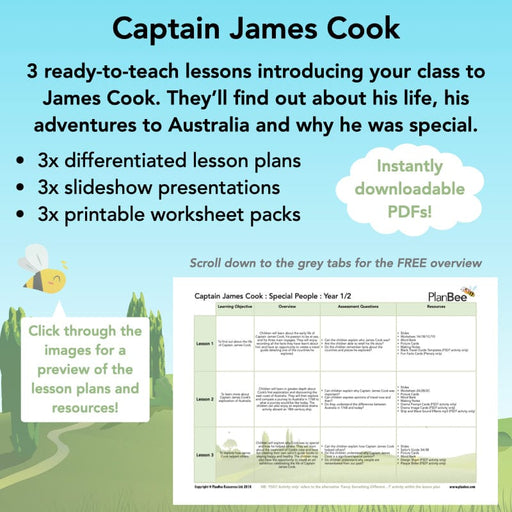 PlanBee Captain Cook KS1 lesson pack for kids by PlanBee