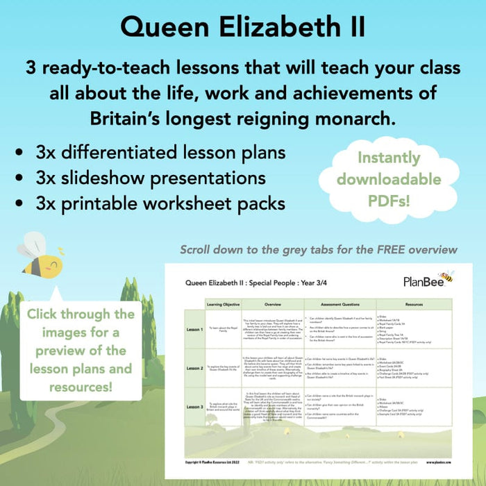 PlanBee Queen Elizabeth II Lesson Plans | KS2 Resources