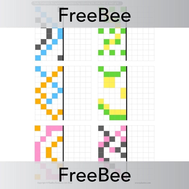 PlanBee FREE Symmetrical Patterns Worksheets by PlanBee
