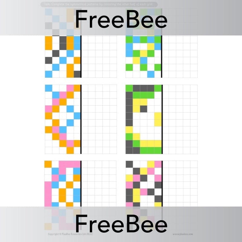 PlanBee FREE Symmetrical Patterns Worksheets by PlanBee