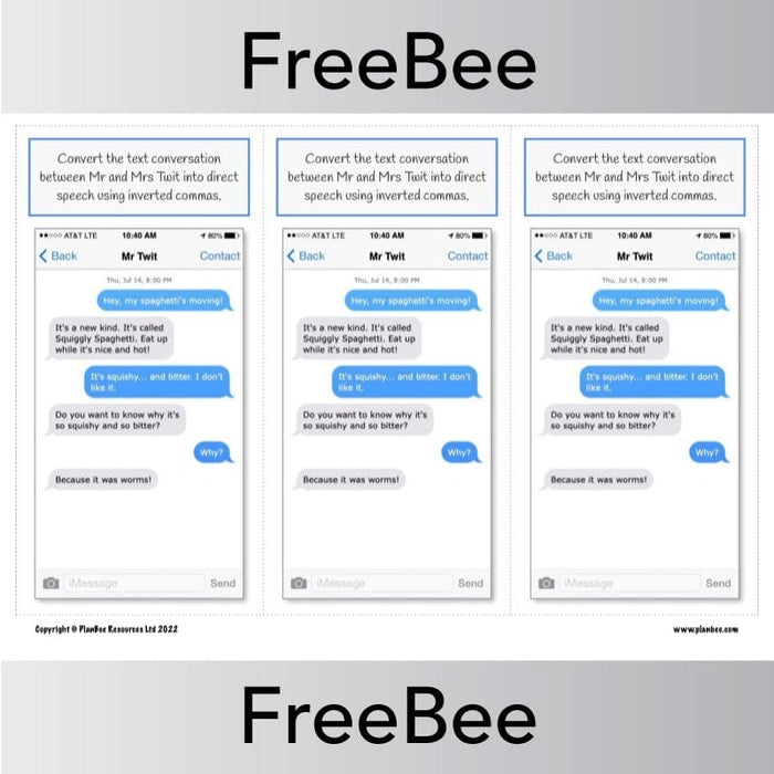 Text Message Conversation Examples Text Message Conversations Free PDF Printable by PlanBee