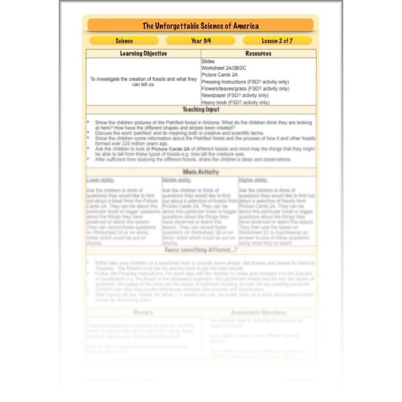 PlanBee The Unforgettable Science of America: KS2 Science Planning