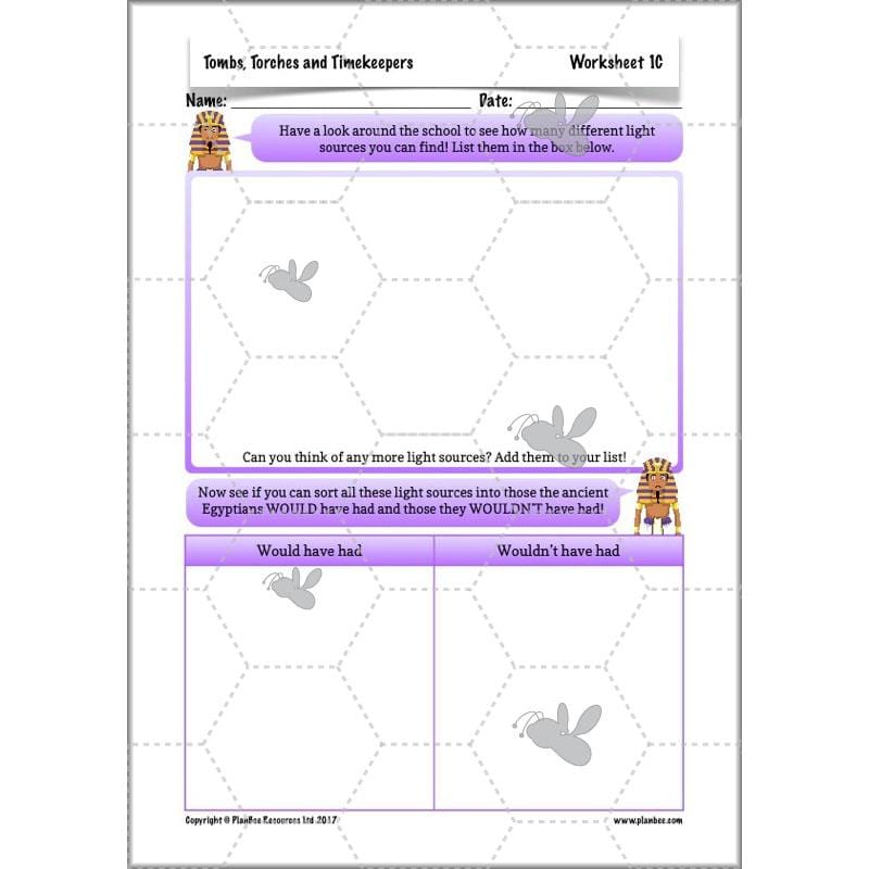 PlanBee Ancient Egypt Science - Light and Shadow: Year 3 Science