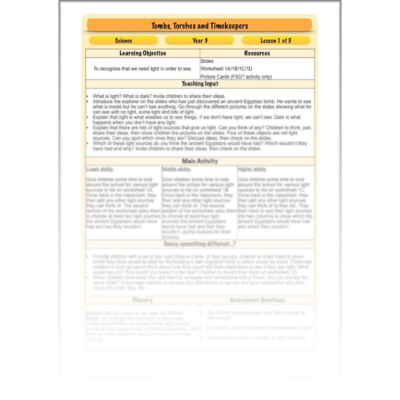 PlanBee Ancient Egypt Science - Light and Shadow: Year 3 Science