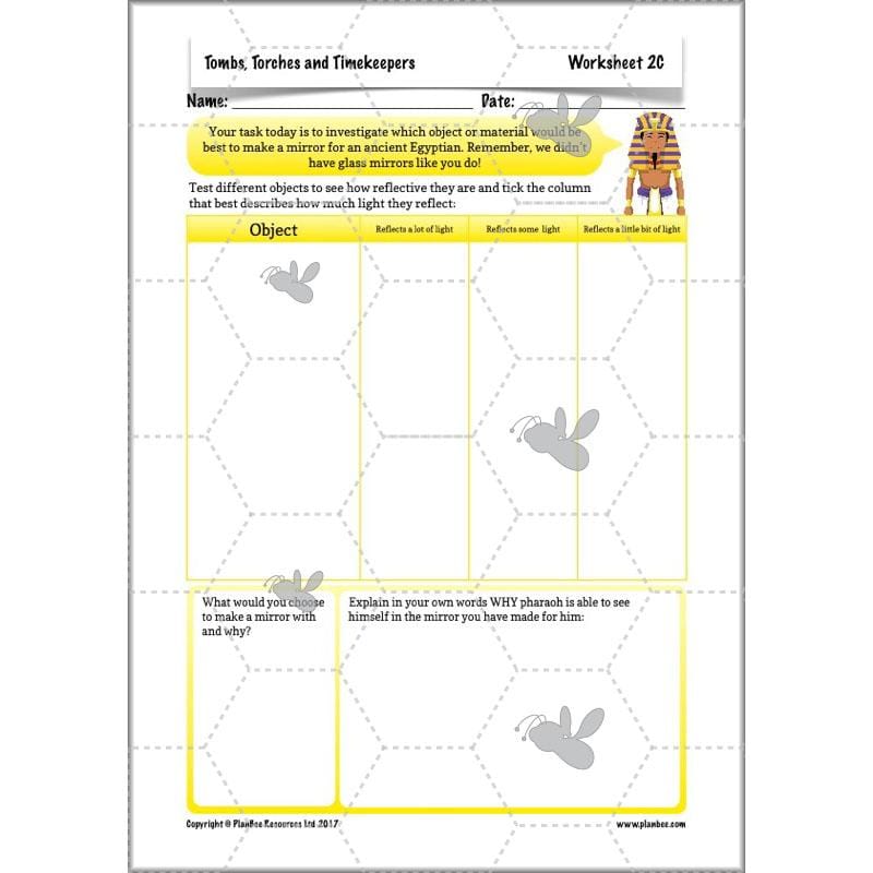 PlanBee Ancient Egypt Science - Light and Shadow: Year 3 Science