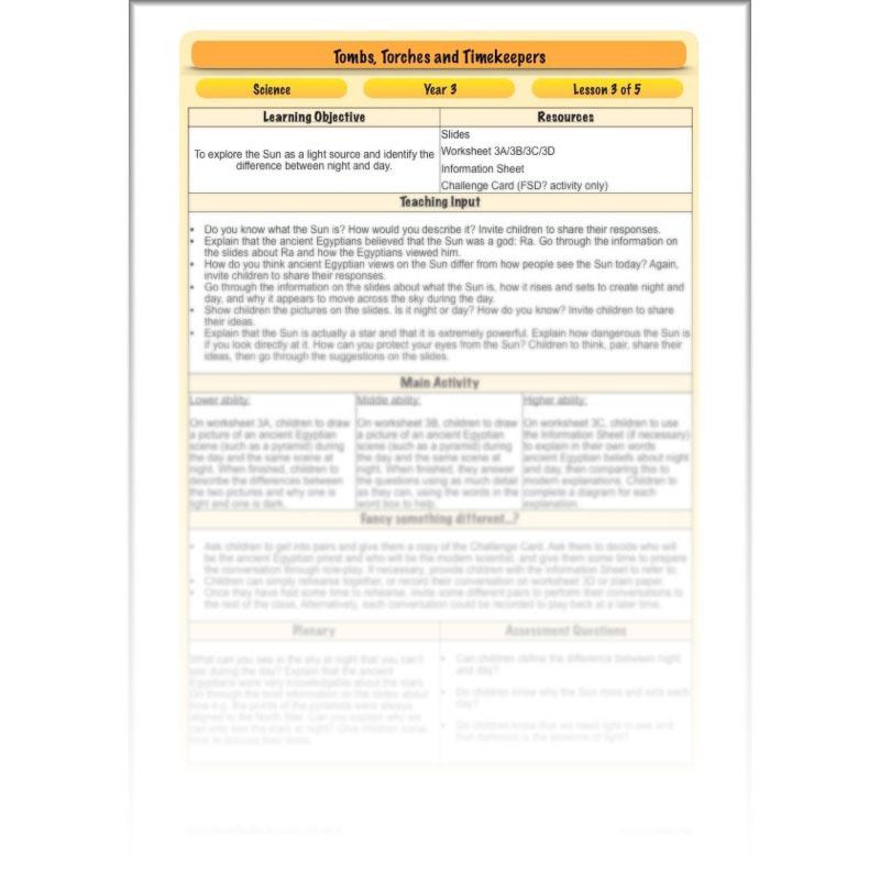 PlanBee Ancient Egypt Science - Light and Shadow: Year 3 Science