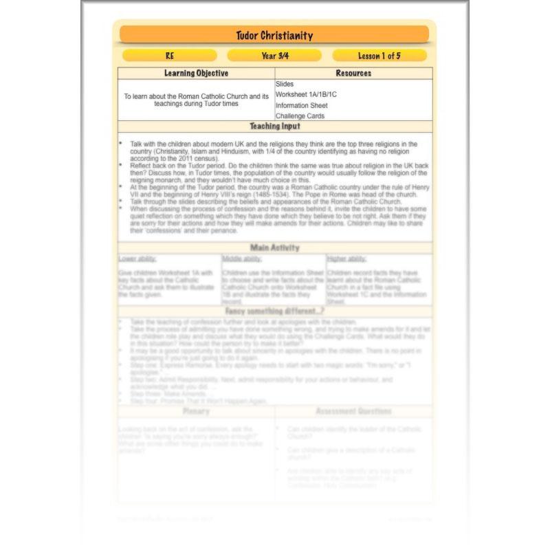 PlanBee Tudor Christianity: Tudor Religion KS2 RE Lessons by PlanBee