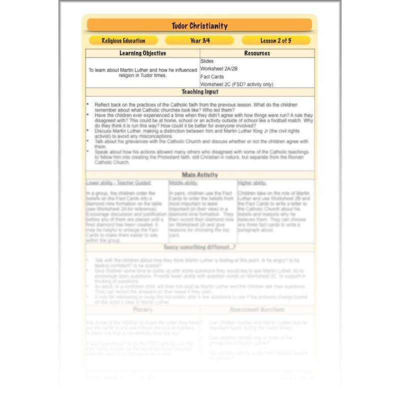 PlanBee Tudor Christianity: Tudor Religion KS2 RE Lessons by PlanBee