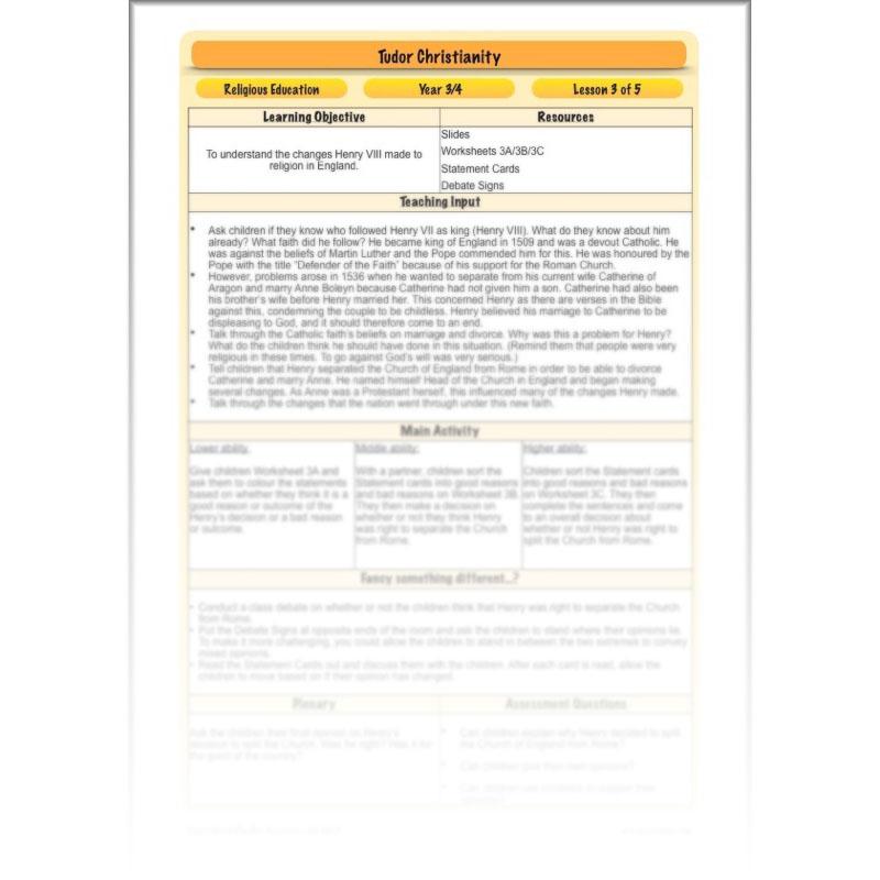PlanBee Tudor Christianity: Tudor Religion KS2 RE Lessons by PlanBee