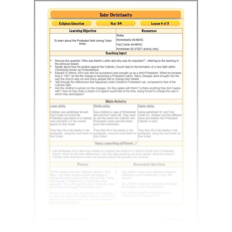 PlanBee Tudor Christianity: Tudor Religion KS2 RE Lessons by PlanBee