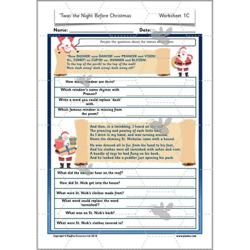 PlanBee Twas the Night Before Christmas Lesson Plans | Year 2 Poetry