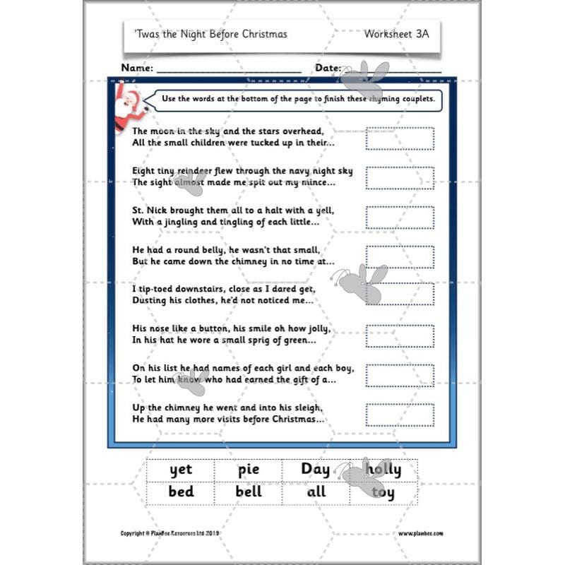 PlanBee Twas the Night Before Christmas Lesson Plans | Year 2 Poetry