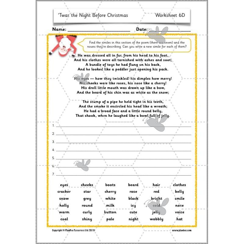 PlanBee Twas the Night Before Christmas Lesson Plans | Year 2 Poetry