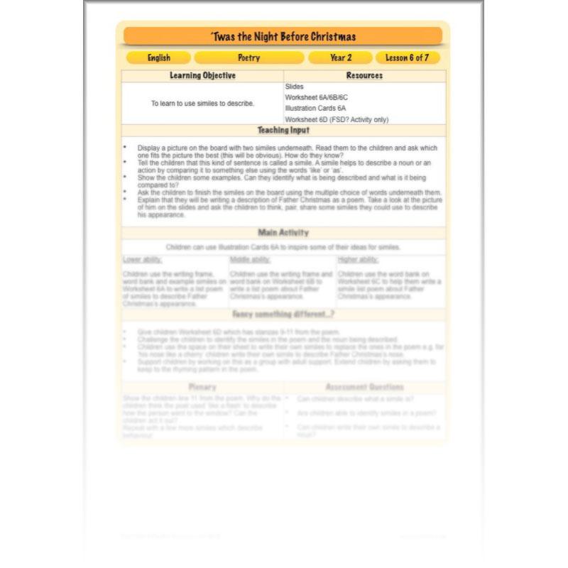 PlanBee Twas the Night Before Christmas Lesson Plans | Year 2 Poetry