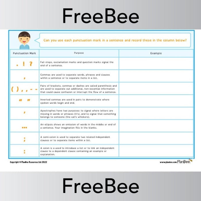 PlanBee FREE UKS2 Punctuation Activities by PlanBee