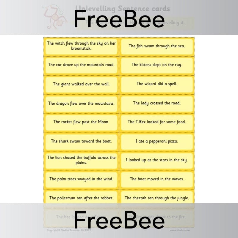 PlanBee FREE Uplevelling Sentences Worksheet and Word Banks by PlanBee