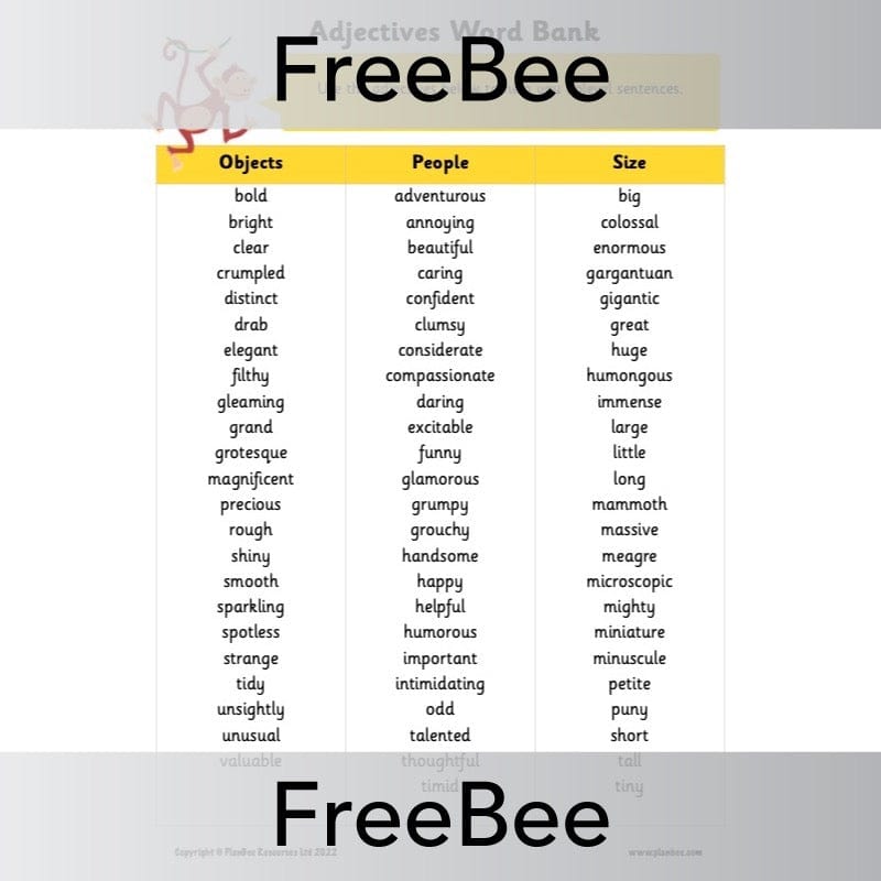 PlanBee FREE Uplevelling Sentences Worksheet and Word Banks by PlanBee