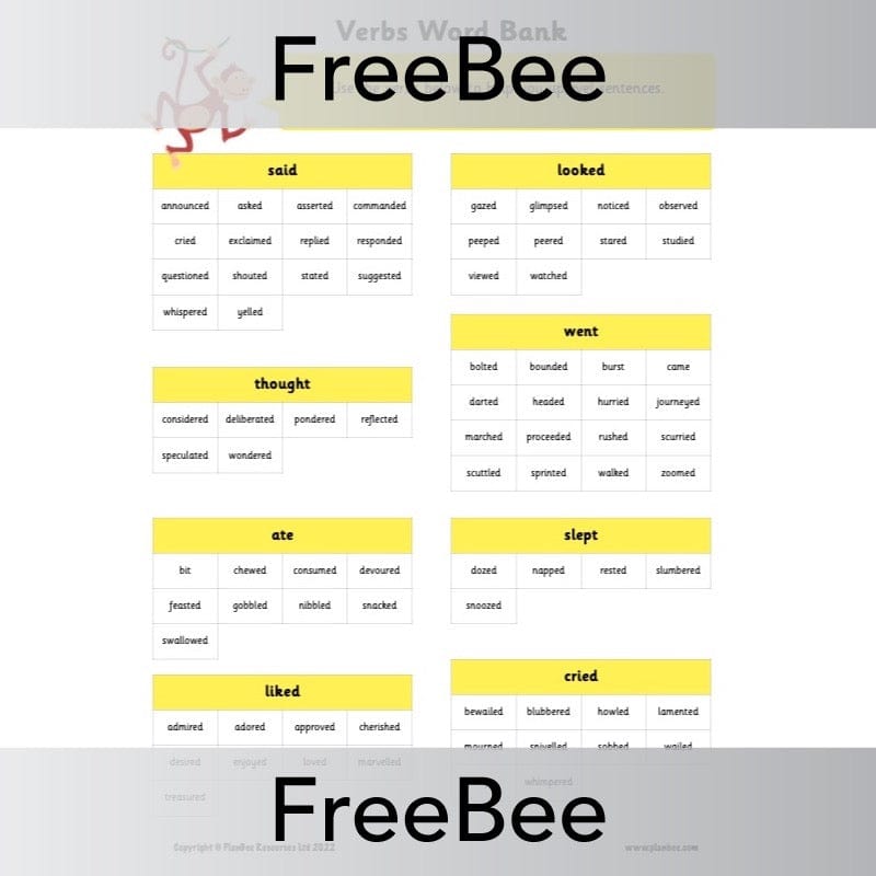 PlanBee FREE Uplevelling Sentences Worksheet and Word Banks by PlanBee