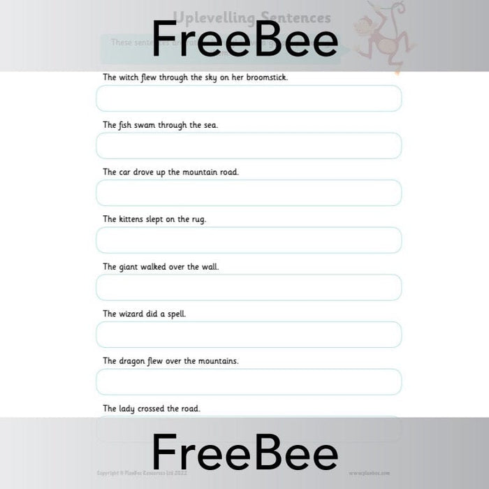 PlanBee FREE Uplevelling Sentences Worksheet and Word Banks by PlanBee
