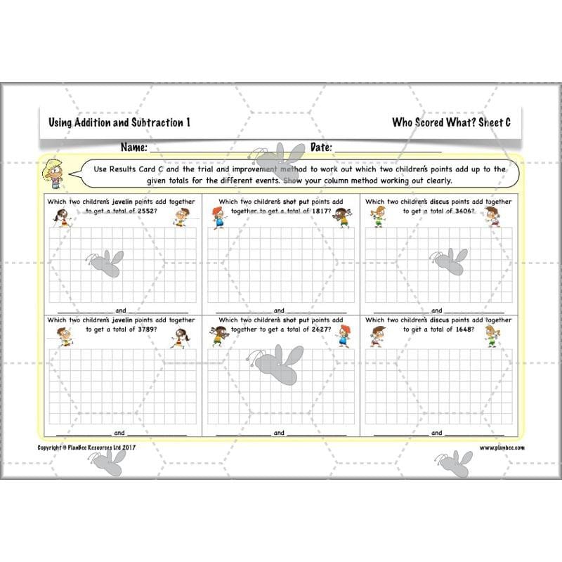PlanBee Using Addition & Subtraction 1 - Year 4 Maths Planning and Resources