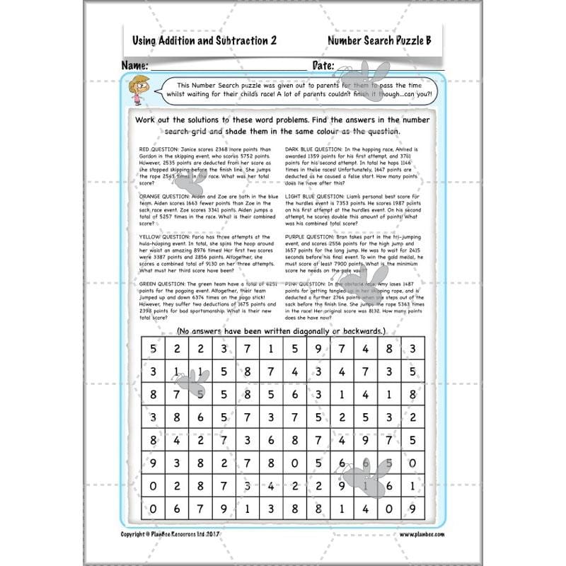 PlanBee Using Addition & Subtraction 2 - Complete Y4 Maths Lessons & Resources