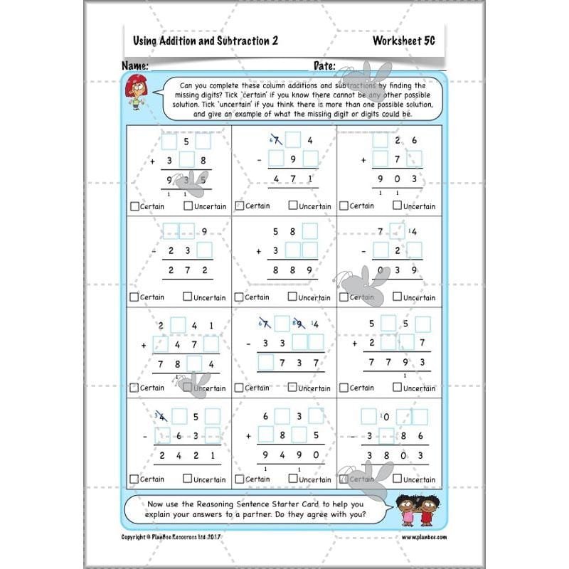 PlanBee Using Addition & Subtraction 2 - Complete Y4 Maths Lessons & Resources