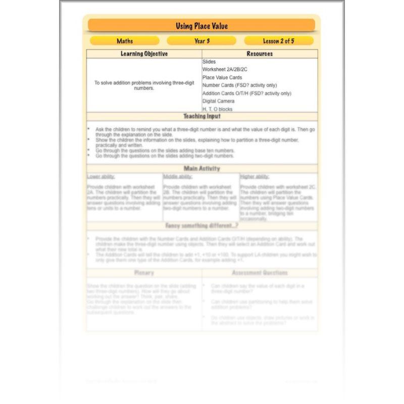PlanBee Using Place Value: KS2 Maths Planning for Year 3