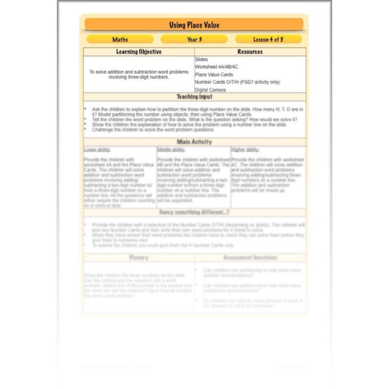 PlanBee Using Place Value: KS2 Maths Planning for Year 3