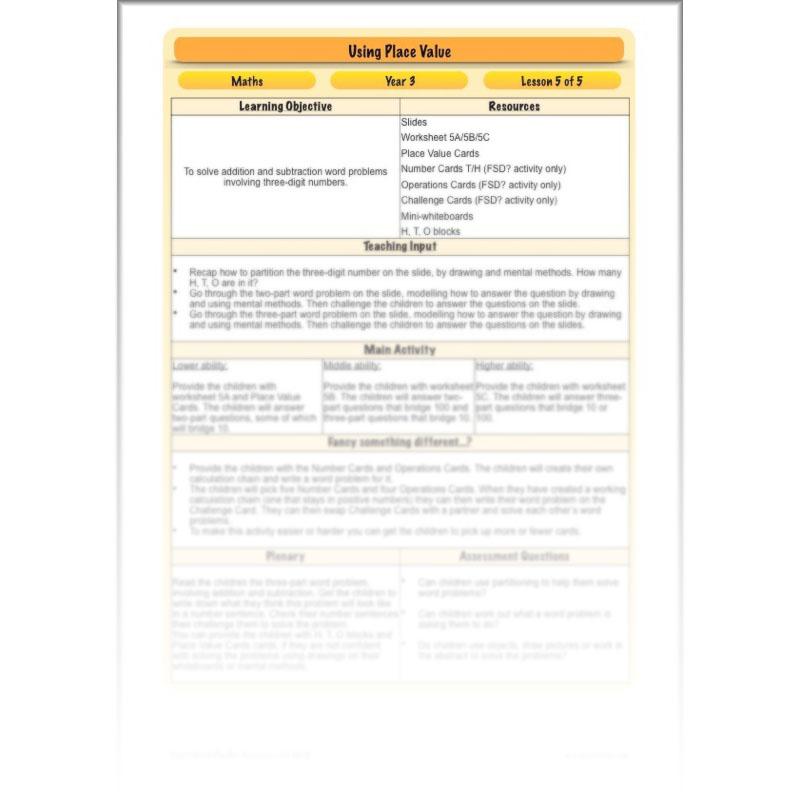 PlanBee Using Place Value: KS2 Maths Planning for Year 3