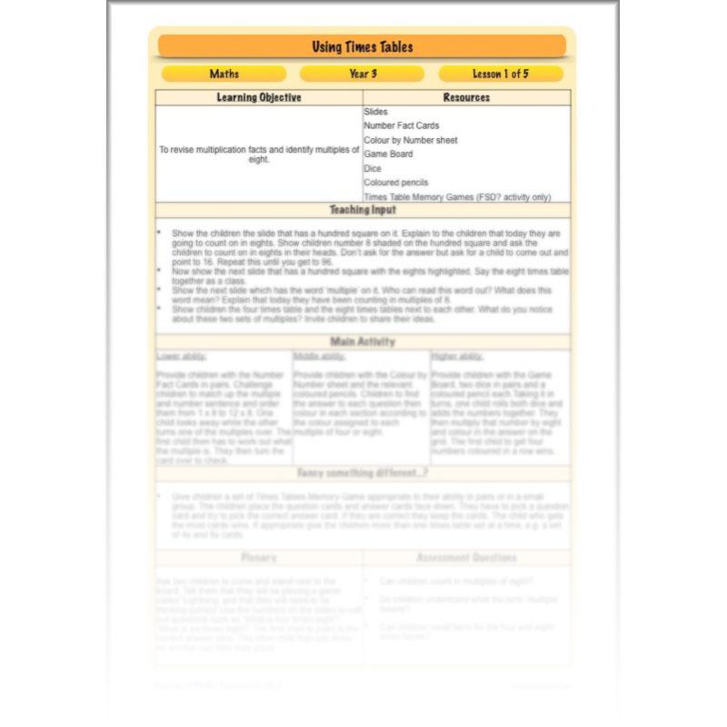 PlanBee Using Times Tables: Year 3 PlanBee Maths Multiplication & Division