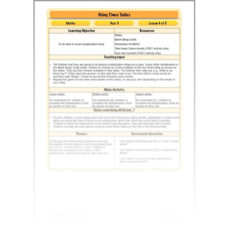 PlanBee Using Times Tables: Year 3 PlanBee Maths Multiplication & Division