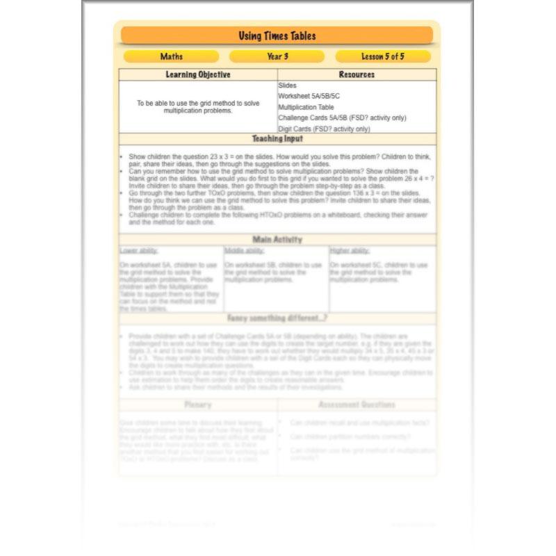 PlanBee Using Times Tables: Year 3 PlanBee Maths Multiplication & Division