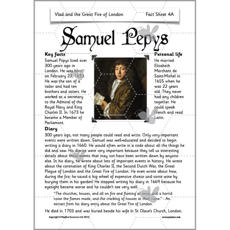 PlanBee Vlad and the Great Fire of London Planning - Year 2 