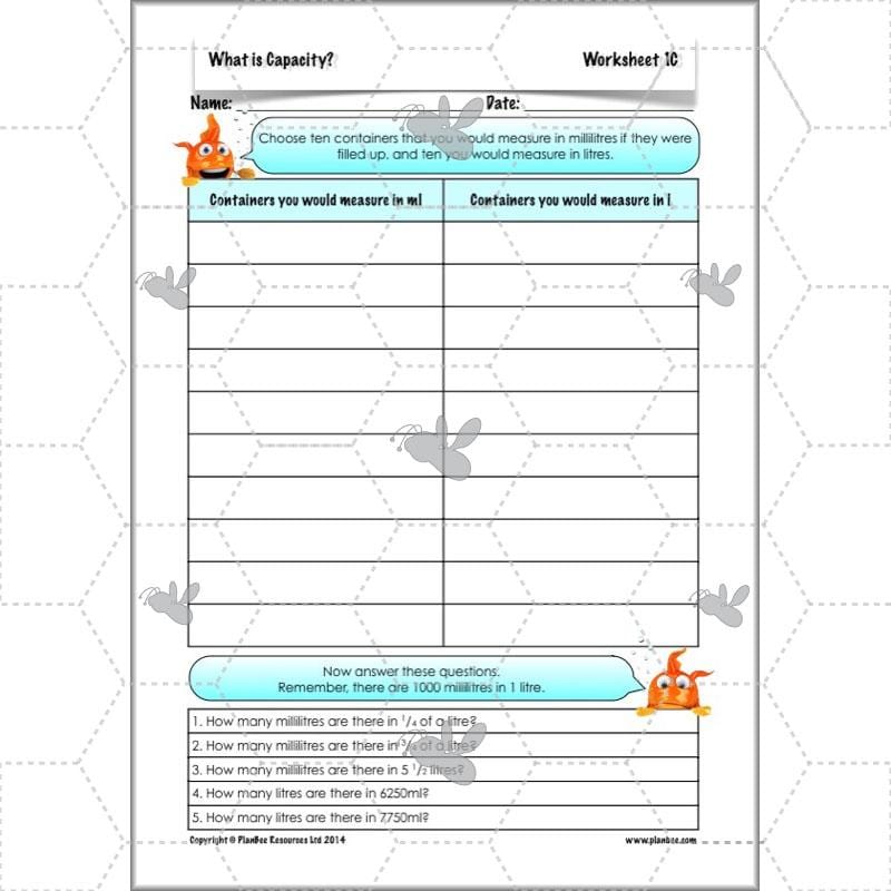 PlanBee What is Capacity? KS2 Maths Measurement Planning Year 3