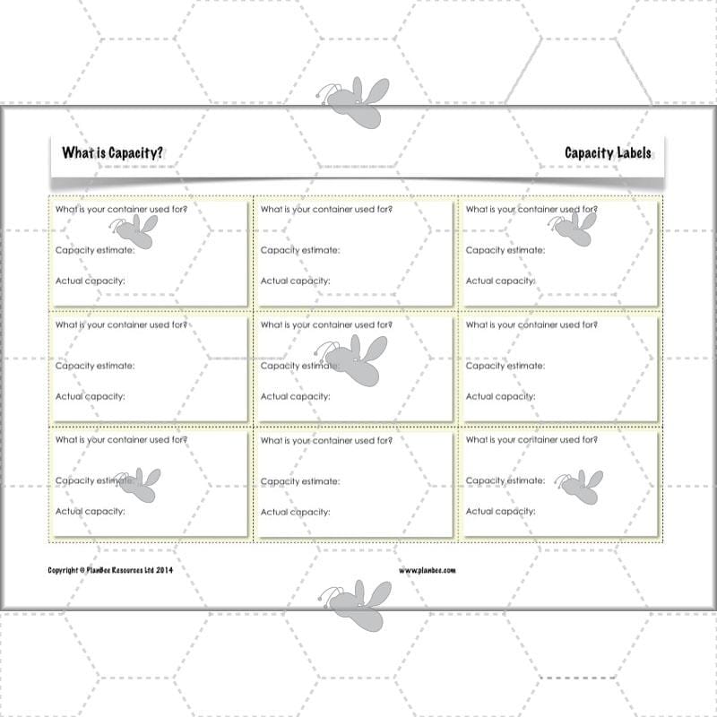 PlanBee What is Capacity? KS2 Maths Measurement Planning Year 3