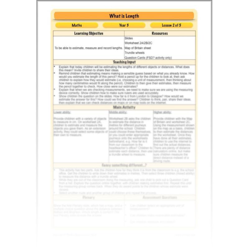 PlanBee What is Length? KS2 Maths Measurement Year 3 Lesson Planning