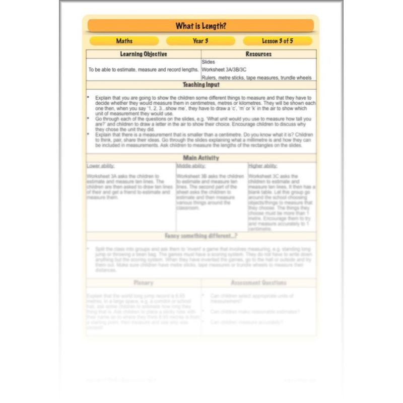 PlanBee What is Length? KS2 Maths Measurement Year 3 Lesson Planning
