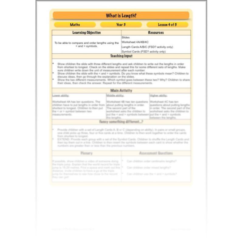 PlanBee What is Length? KS2 Maths Measurement Year 3 Lesson Planning