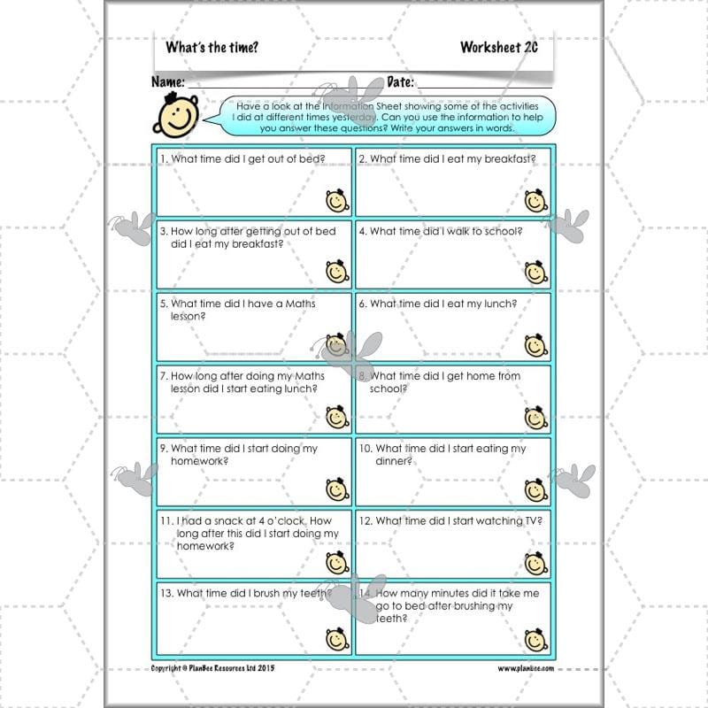 PlanBee Year 3 Time Planning | Plans, Slides and Worksheets