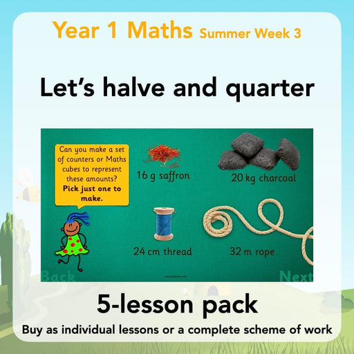 PlanBee Let's halve and quarter! Year 1 Fractions by PlanBee