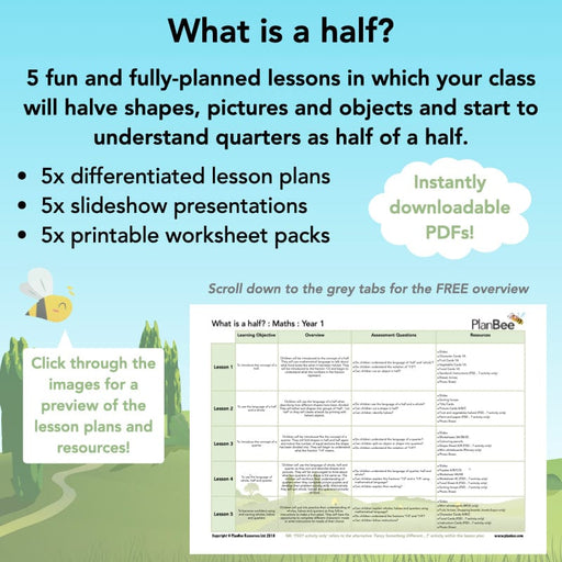 PlanBee What is a half? Fractions for Year 1 by PlanBee
